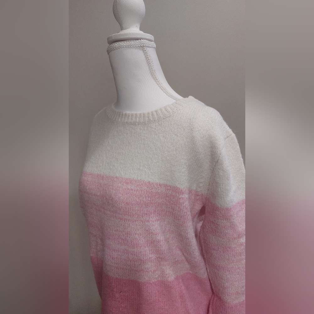 cupcakes & cashmere Pink and Cream Striped Sweater